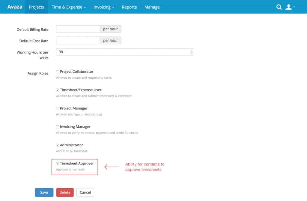 Assign Timesheet Approver role to contacts