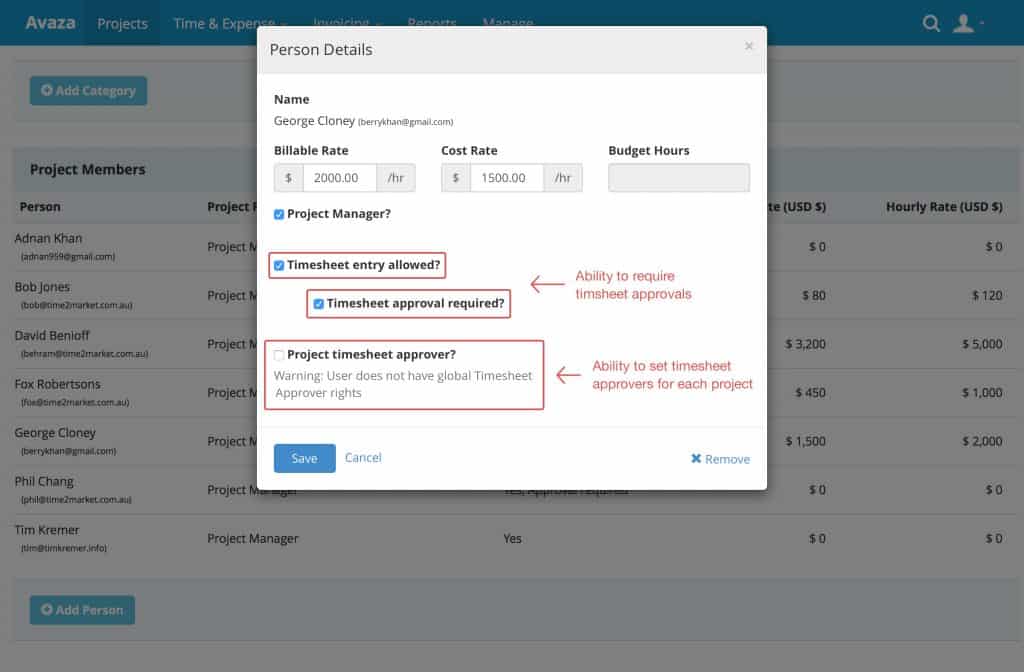 Project level approval settings