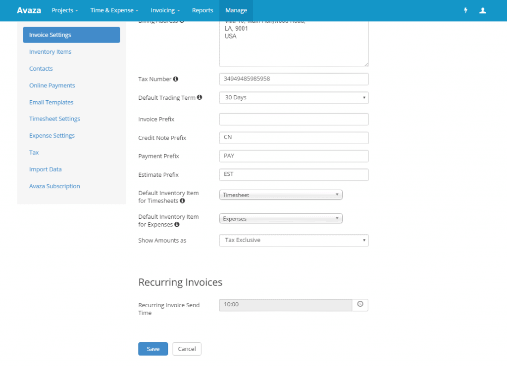 Recurring Invoicing - Send Time