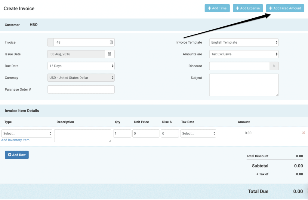 Adding Billable Fixed Amount Items to Invoices