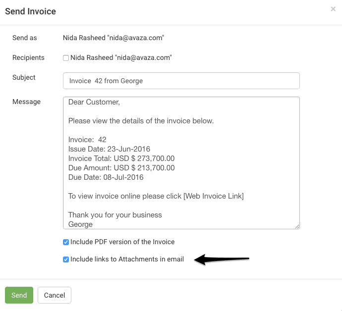 Unselect Attachments When Resending Invoices