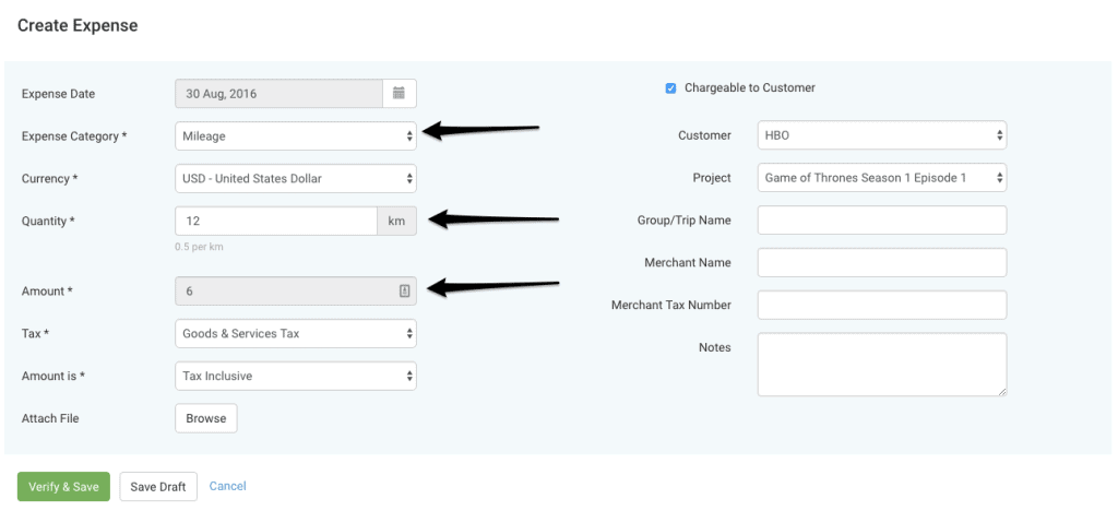 Create Expense Entry