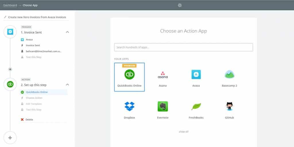 Zapier Connect Quickbooks