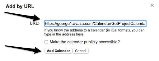 iCal Avaza Integration