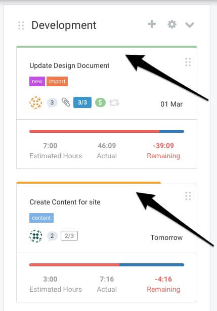 percentage complete kanban