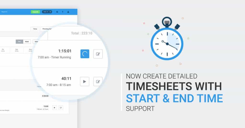 Start/end times for timesheets