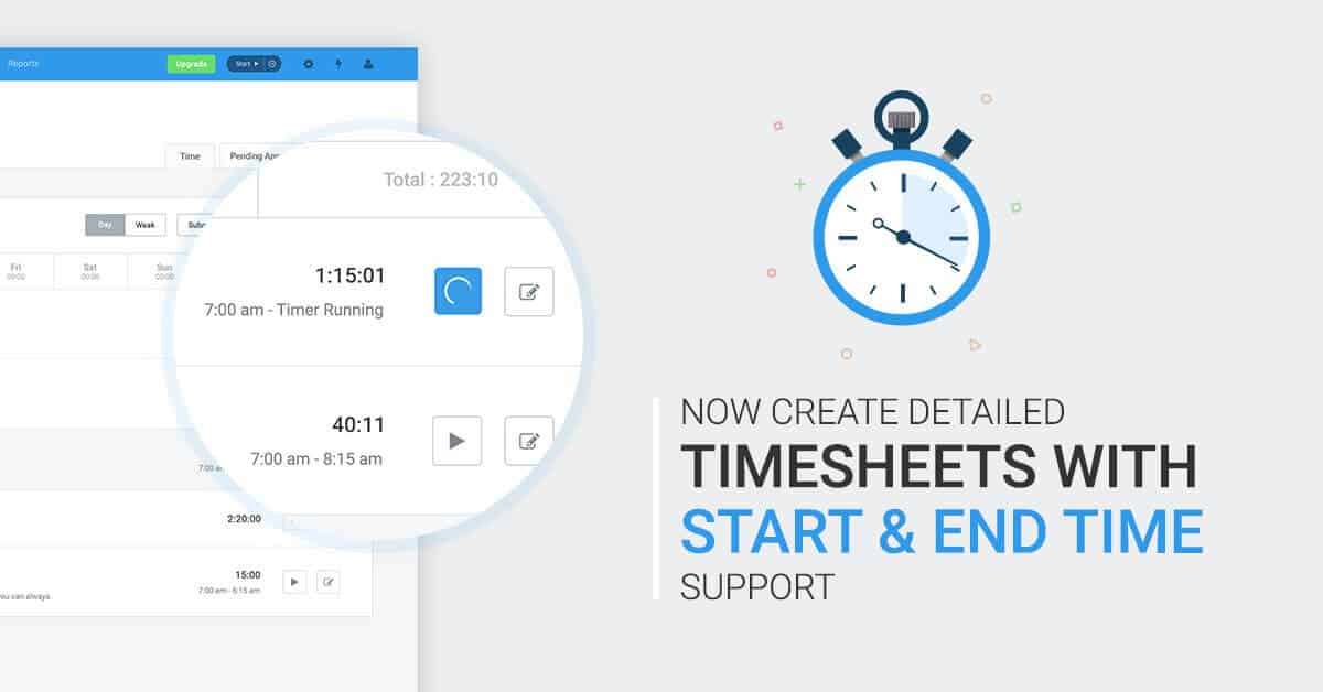 Start/end times for timesheets