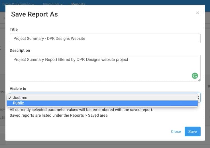 Save & Share Reports