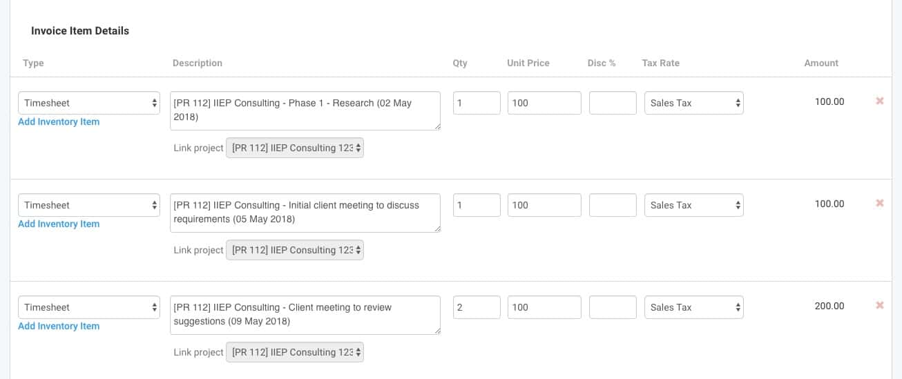 invoice project timesheets